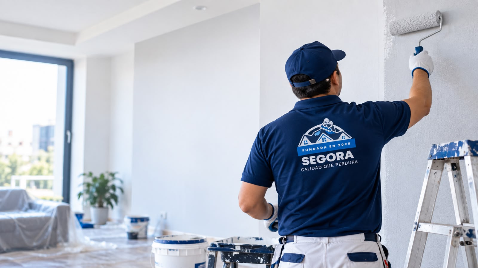Profesional realizando trabajos de pintura